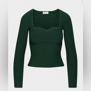 Aritzia Sculpt Knit Sweater in Dark Green